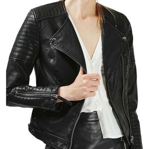 Topshop Faux Leather Moto Jacket